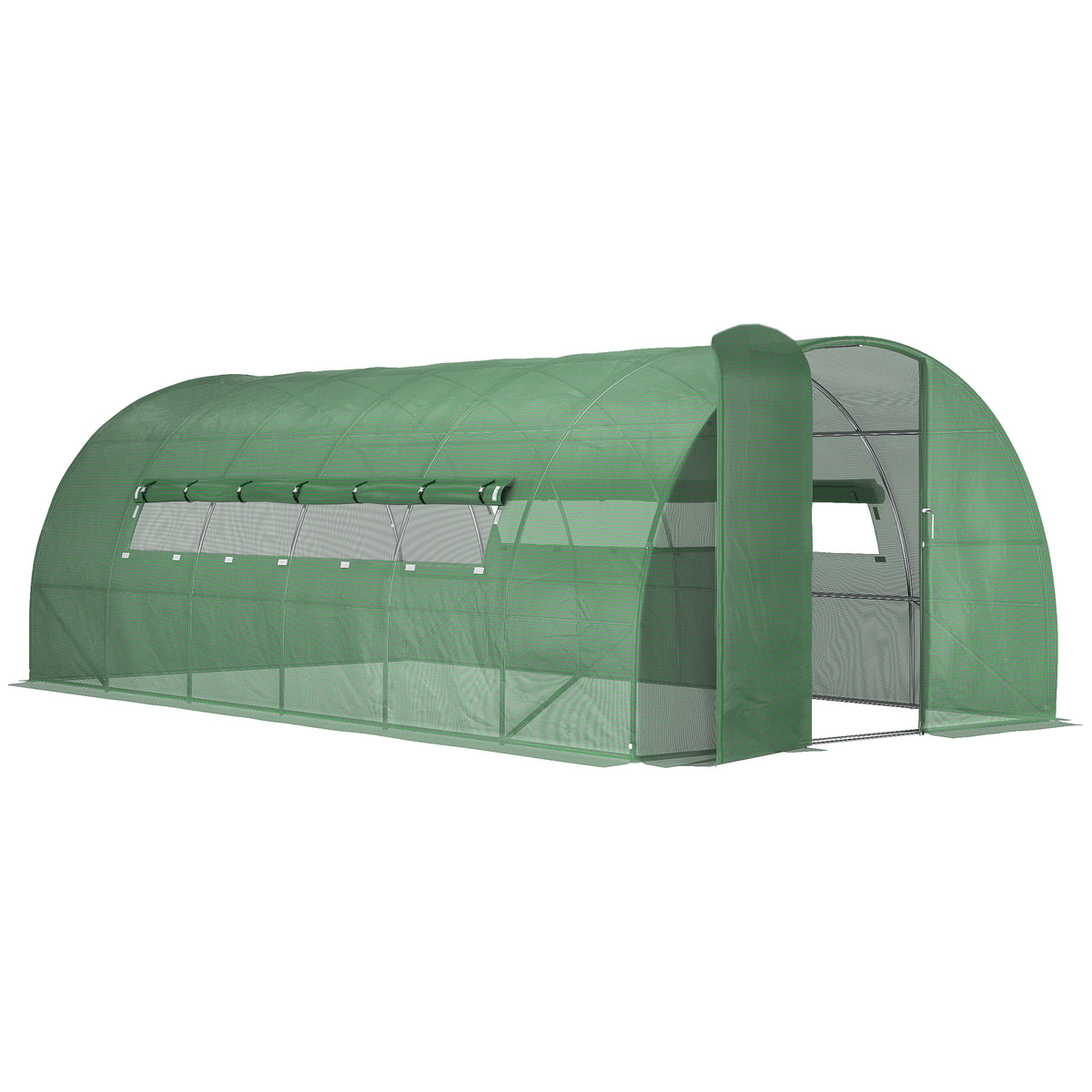 Estufa Tipo Túnel 570x292x197cm com Porta e Janelas Estufa de Jardim Grande com Cobertura de PE e Metal Galvanizado para Cultivos de Plantas Verduras Verde — foto 1