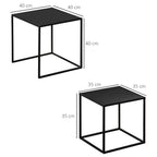Conjunto de 2 Mesas Mesas de Centro Quadradas para Sala de Estar Estrutura de Aço para Quarto e Escritório Grande 40 cm Pequena 35 cm Preto — foto 3