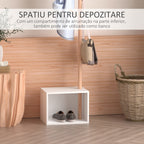 Cabide de Pé com Sapateira Cabide Tipo Árvore Moderno 6 Ganchos para Pendurar Roupa Malas Banco com Arrumação Corredor de Entrada Bambu 40x30x180cm — foto 5