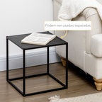Conjunto de 2 Mesas Mesas de Centro Quadradas para Sala de Estar Estrutura de Aço para Quarto e Escritório Grande 40 cm Pequena 35 cm Branco — foto 5