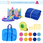 Castelo Insuflável com Escorrega Trampolim e Piscina para Crianças acima de 3 Anos Inclui Insuflador e Bolsa de Transporte para Interior e Exterior 360x175x180cm Multicor — foto 8