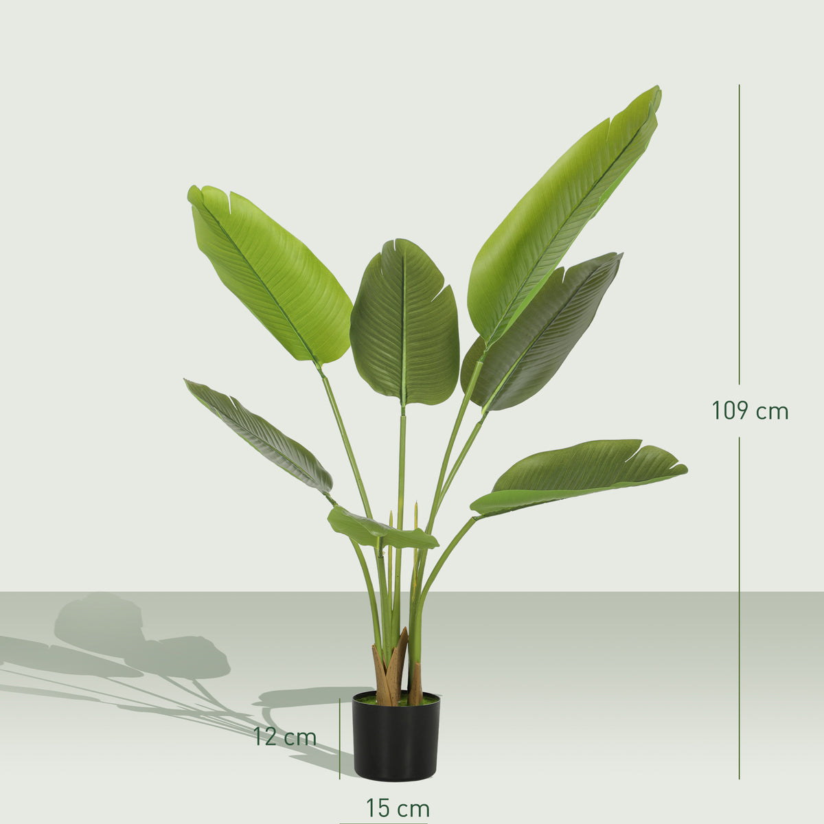 Planta Artificial Decorativa 109 cm Bananeira Artificial com Vaso e Folhas para Interior Casa Sala de Estar Escritório Verde — foto 3
