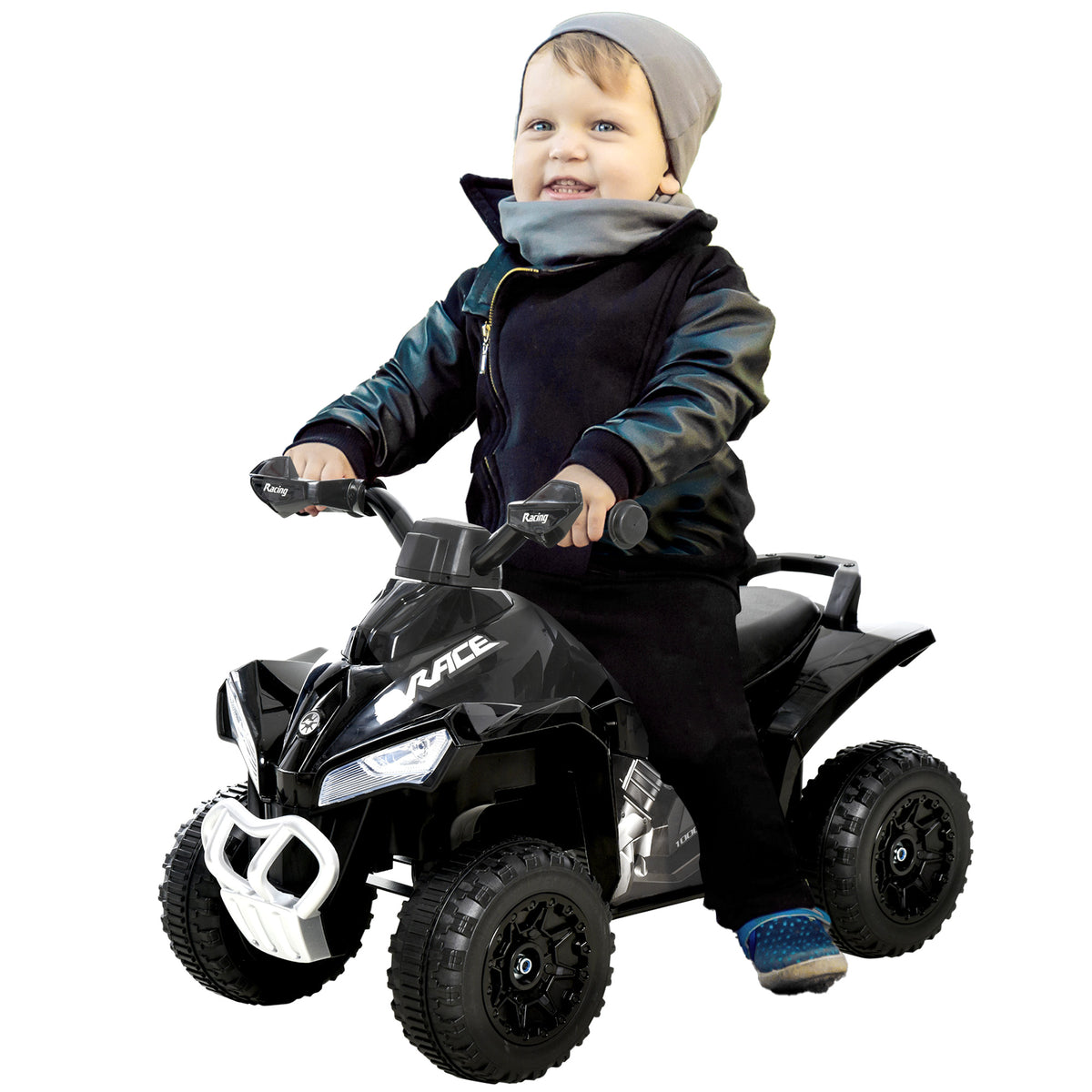 Quad Andador ATV para Crianças de 18-36 Meses com Luzes e Música, 4 Rodas, Suporta até 20 kg, 67,5x38x44 cm Preto — foto 1