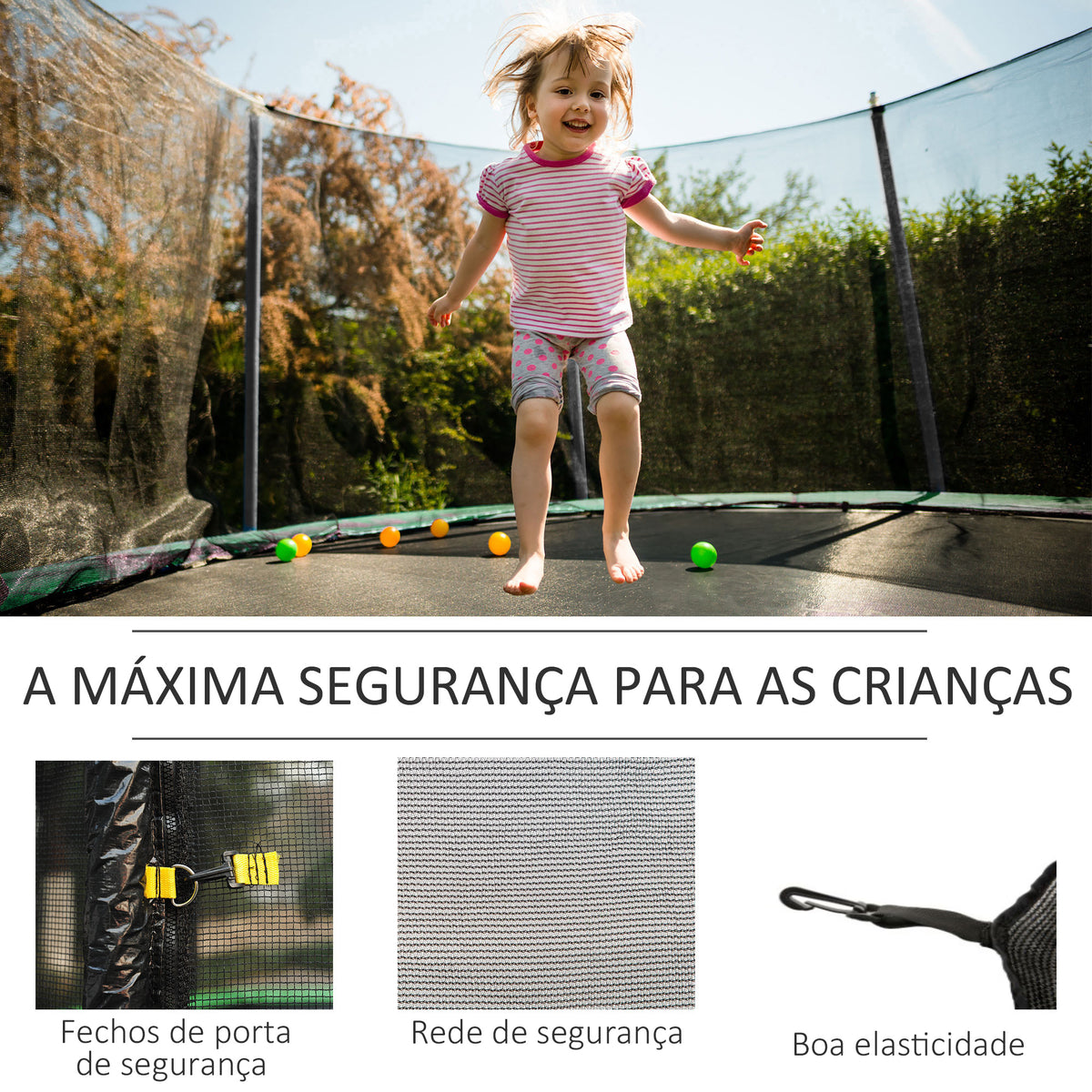 Rede de Segurança para Trampolim Rede de Substituição para Trampolins Ø305x180 cm Preto — foto 5