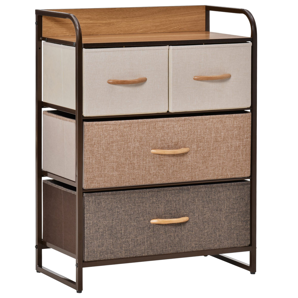 Cómoda Estreita com 4 Gavetas Dobráveis de Tecido, Estrutura Metálica, Ideal para Quarto, Sala, Casa de Banho ou Lavandaria, Multicolorida — foto 1