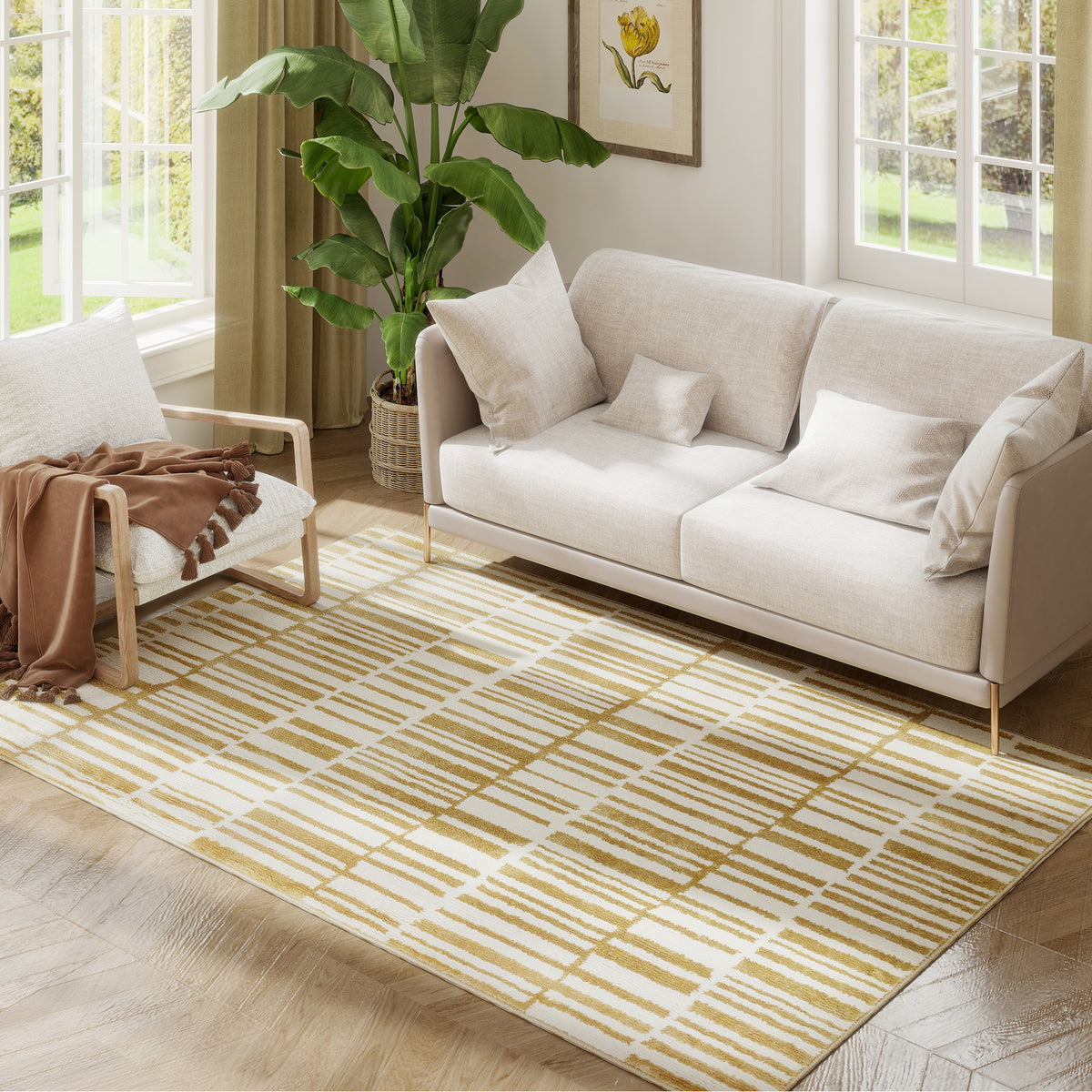 Tapete Sala de Estar 170x120 cm Tapete Lavável na Máquina de Lavar Pelo Curto Estilo Moderno Tapete para Sala de Estar Quarto Sala de Jantar Creme — foto 1