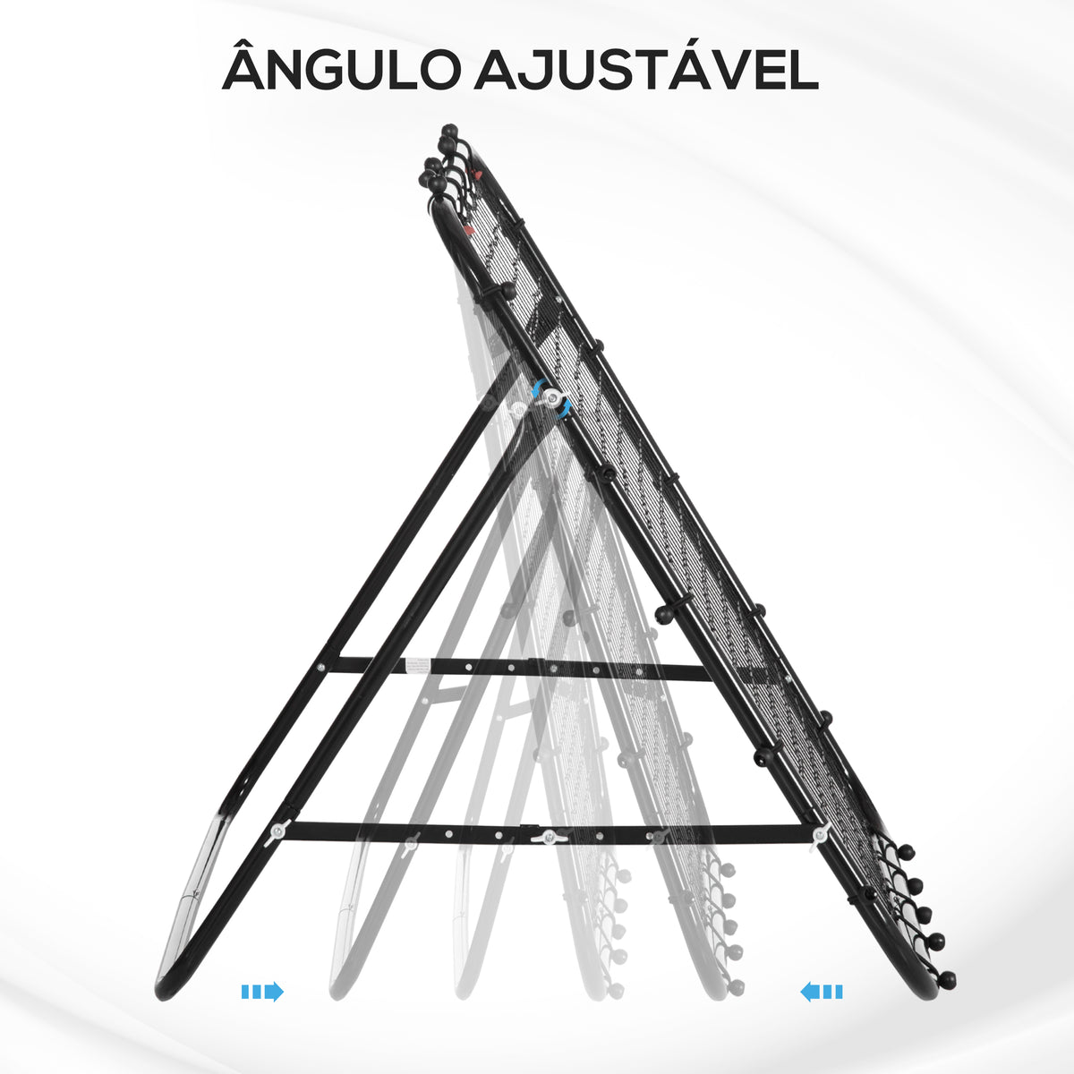 Rede de Rebote de Metal Rede de Rebote com Ângulo Ajustável e 20 Cordas Elásticas para Treinamento de Futebol Tenis Beisebol Desportes 96x80x96 cm Preto — foto 5