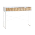 Mesa Consola 100x30x75cm Mesa de Entrada Moderno com 2 Gavetas de Armazenamento e Estrutura de Metal para Corredor Sala de Estar Branco — foto 1