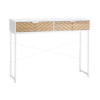 Mesa Consola 100x30x75cm Mesa de Entrada Moderno com 2 Gavetas de Armazenamento e Estrutura de Metal para Corredor Sala de Estar Branco — foto 1