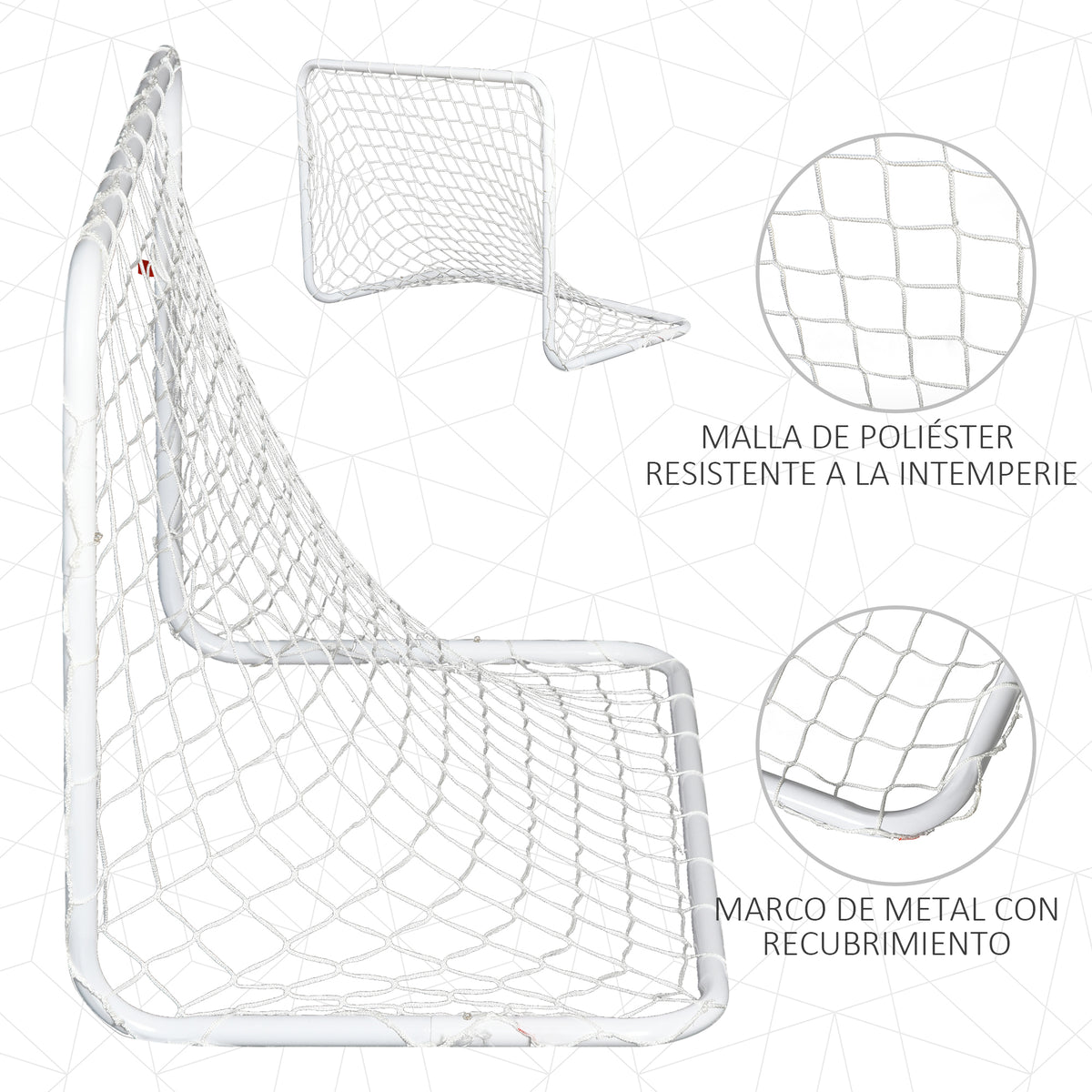 Conjunto de 2 Balizas de Futebol com Rede e Bola para Crianças e Adultos, Brinquedo Desportivo de Exterior para Jardim com Bomba de Enchimento, Aço e Poliéster, 78x46x56 cm, Branco — foto 5