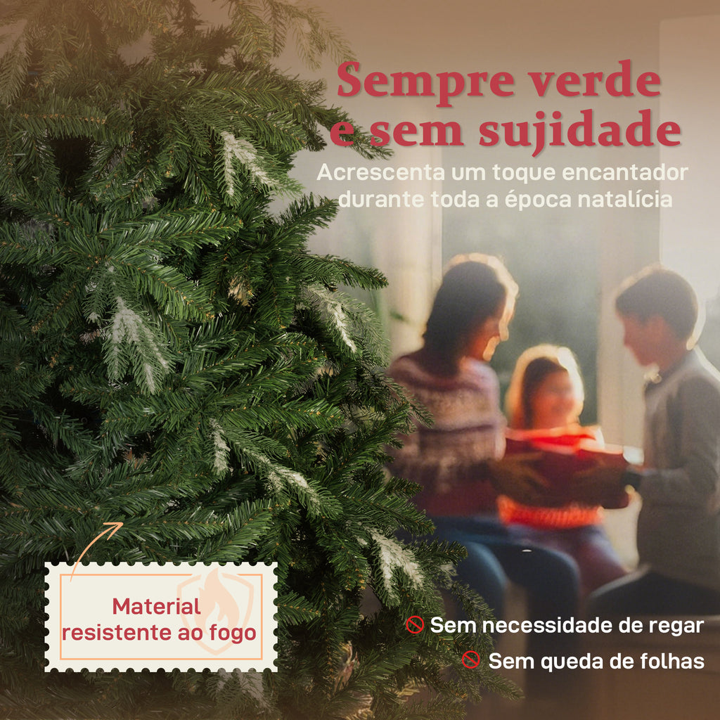 Árvore de Natal Artificial 180 cm Ramos Realistas com Efeito Neve Árvore de Natal com Suporte em Aço Base Dobrável Montagem Rápida Decoração de Natal para Casa Festa Verde — foto 4