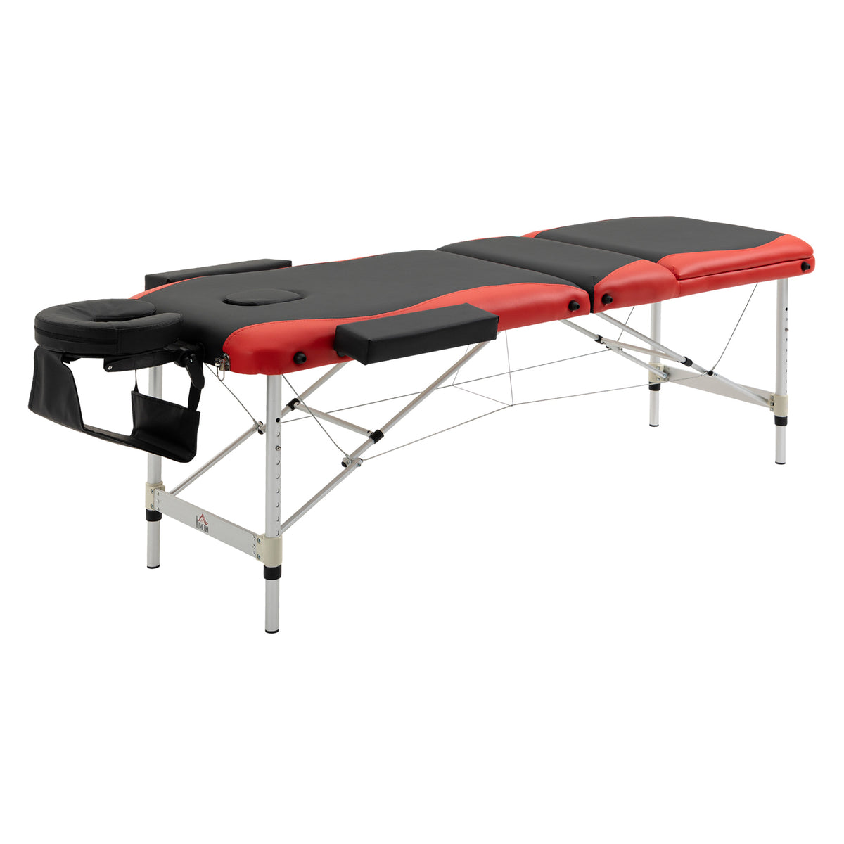 Marquesa de Massagem Dobrável e Portátil Mesa de Massagem com Altura Ajustável Apoio para a Cabeça e Apoio para os Braços 215x60x61-84 cm Preto e Vermelho — foto 1