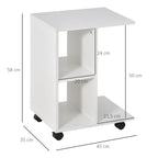 Mesa Auxiliar Moderna Mesa Auxiliar em Forma de C com Rodas e Prateleiras Abertas para Sala de Estar Dormitório 45x35x58 cm Branco — foto 3