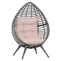 Poltrona de exterior com forma de ovo acolchoado Costas altas 101x89x156 cm Carga 160 kg Bege Cinzento — foto 1