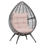 Poltrona de exterior com forma de ovo acolchoado Costas altas 101x89x156 cm Carga 160 kg Bege Cinzento — foto 1