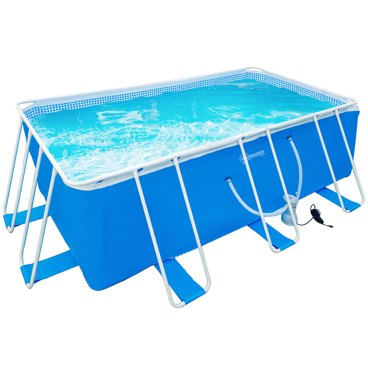 Piscina Desmontável Tubular 440x240x122cm Piscina Retangular de Exterior com Purificador 4.000L/H Mangueiras de Comprimento 100cm e Estrutura de Aço 9760L Azul — foto 1