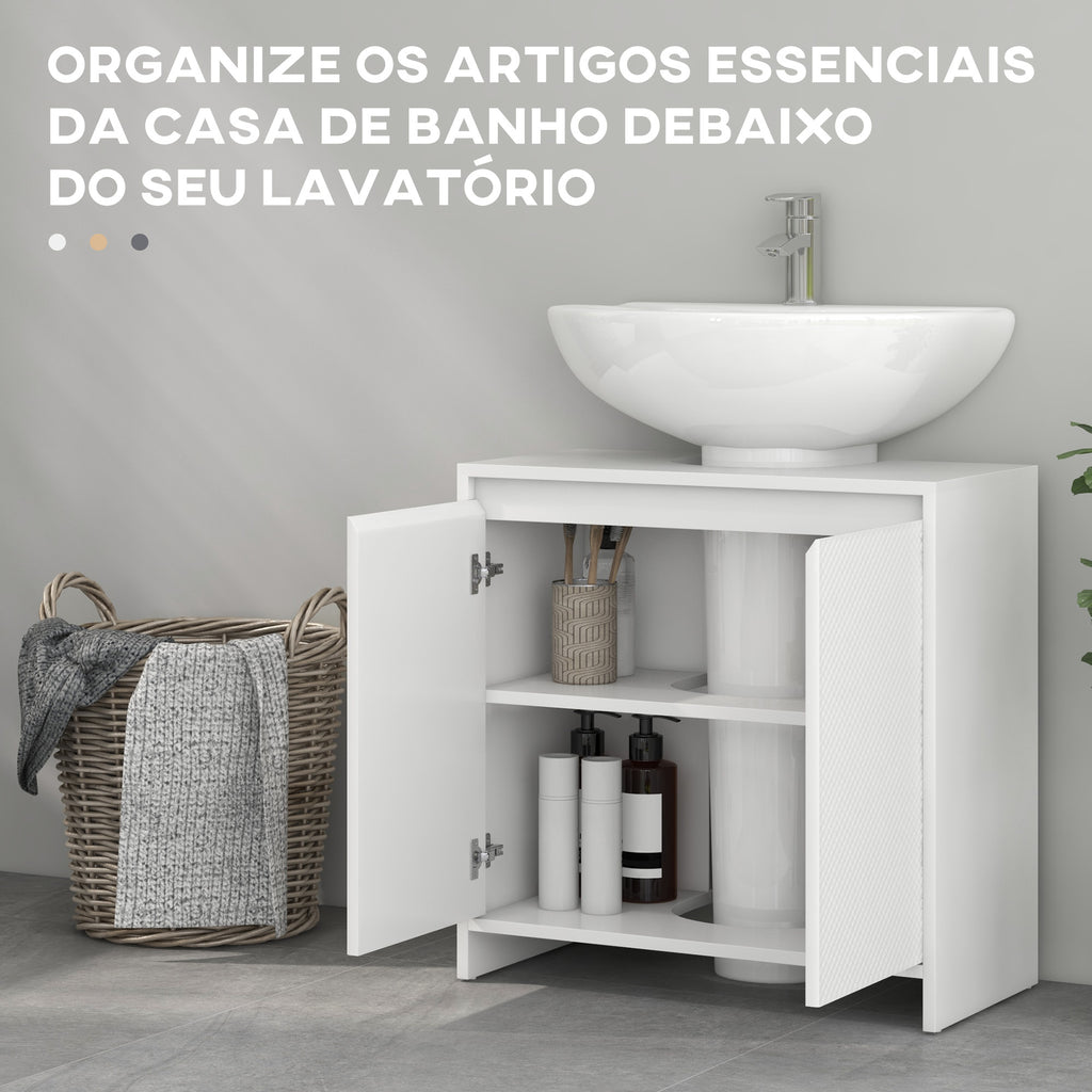 Móvel para Lavatório Pousar Móvel para Lavatório Moderno com Prateleira Anti-Tombo Carga 40 kg 60x30x60 cm Branco — foto 6