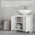 Móvel para Lavatório Pousar Móvel para Lavatório Moderno com Prateleira Anti-Tombo Carga 40 kg 60x30x60 cm Branco — foto 6