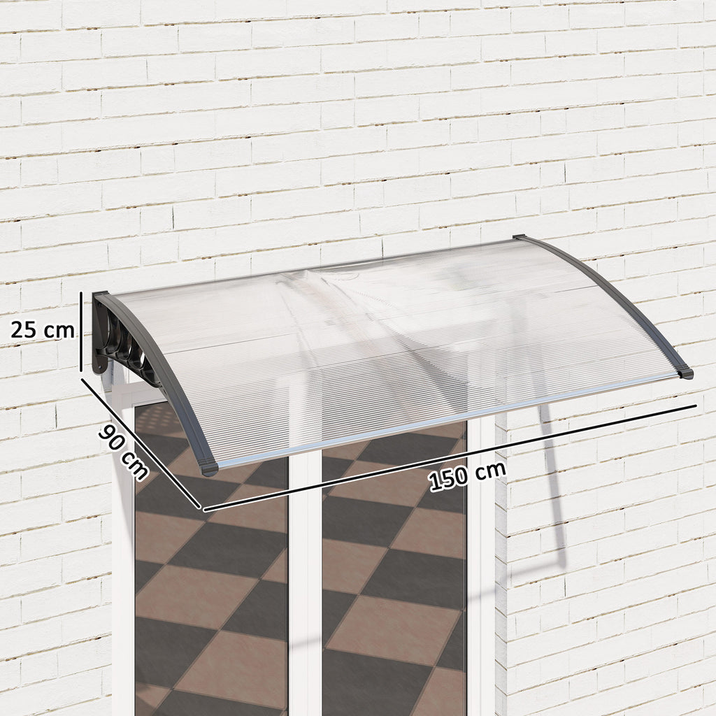 Marquise de Proteção para Portas e Janelas Contra Sol e Chuva Telhado de Proteção com Desenho Moderno 150x90x25 cm Transparente e Preto — foto 3