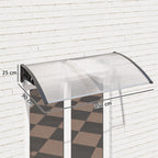Marquise de Proteção para Portas e Janelas Contra Sol e Chuva Telhado de Proteção com Desenho Moderno 150x90x25 cm Transparente e Preto — foto 3