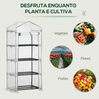 Estufa de Jardim com 4 Prateleiras e Cobertura de PE Estufa de Aço para Cultivo de Plantas Flores 70x50x160cm Branco — foto 7