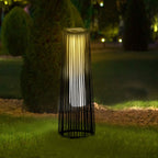 Candeeiro Solar de Vime de Energia Solar com LED 1,5 W Interruptor de Controle Automático de Luz Decoração Exterior Ø21,5x61cm Preto — foto 8