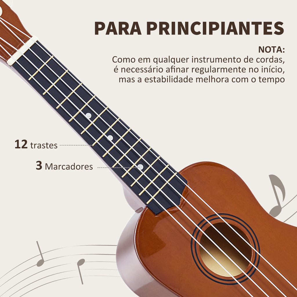 Ukelele 21 Polegadas Ukelele Soprano para Principiantes Ukelele apto para Concerto com Cordas de Nylon Material Madeira 53x17,5x6,2 cm Marrom — foto 5