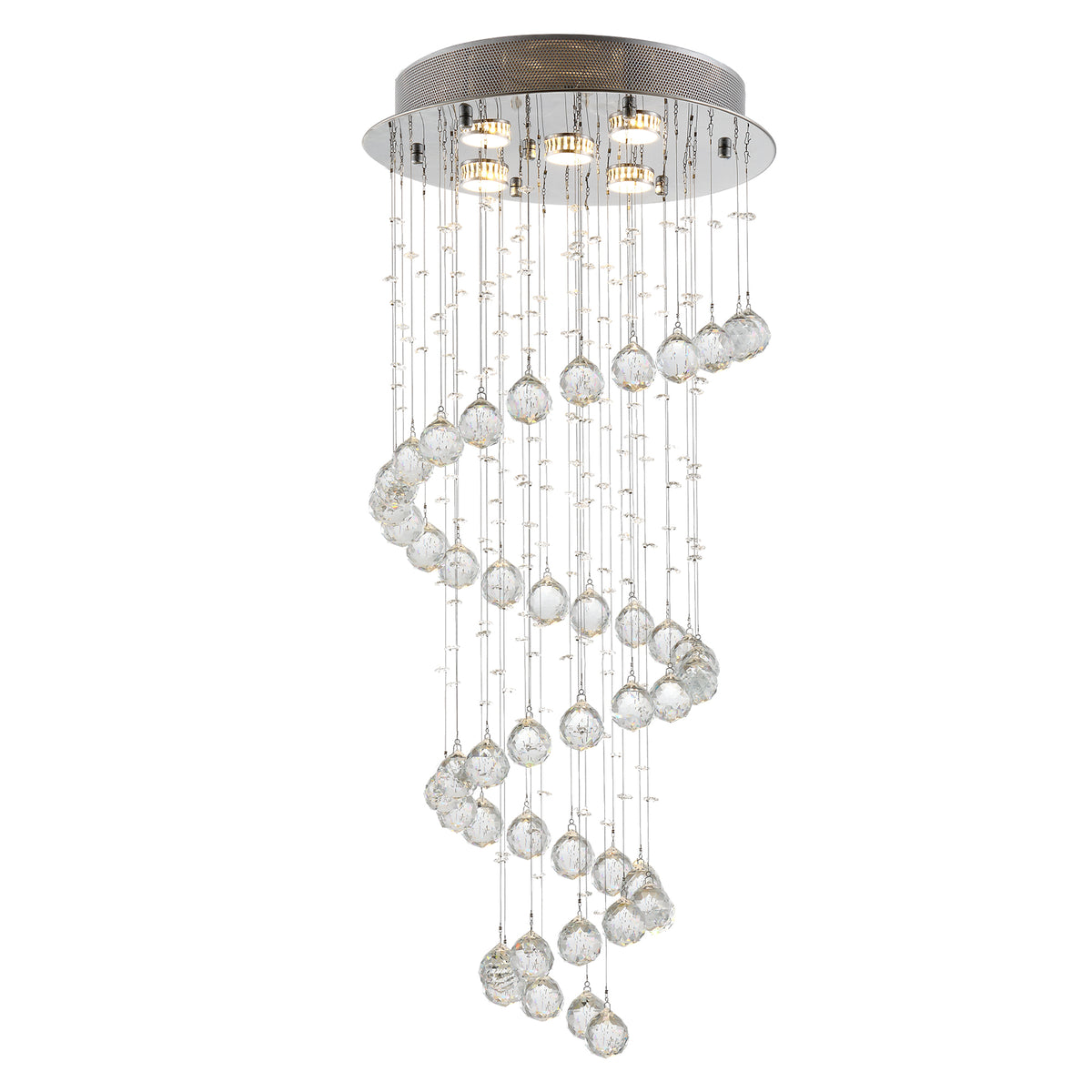 Lâmpada de teto de cristal lustre gota de chuva 25W GU10 Ф40x90 cm prata — foto 1