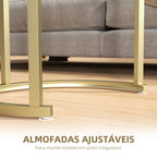 Conjunto de 2 Mesas de Centro Mesas Auxiliares Modernas com Bancada de Efeito Mármore e Estrutura de Aço para Sala Quarto Branco e Dourado — foto 6