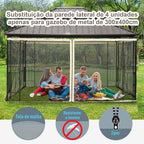 4 Painéis Laterais 352x207 cm para Tenda de Jardim Mosquiteira para Gazebo Gazebo com Zíperes e Anéis Preto — foto 4