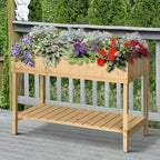 Horta Vertical de Madeira 120x60x81cm Floreira Elevada para Cultivo de Plantas Flores com Prateleira Inferior para Jardim Terraço Exterior — foto 2