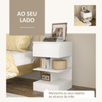 Mesa de Cabeceira Mesa Auxiliar com 1 Gaveta e 2 Prateleiras Abertas para Quarto Sala Cama Escritório Estilo Moderno 39x39x65 cm Branco — foto 4