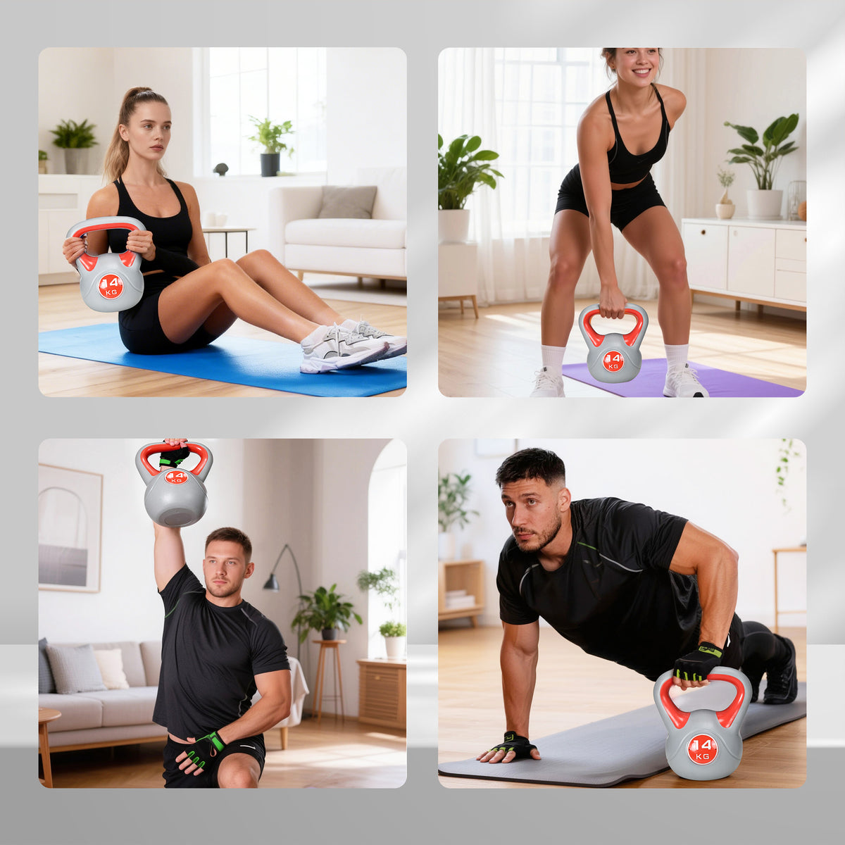 Kettlebell 14 kg Peso Russo com Revestimento de PU e Enchimento de Areia para Treinamento em Casa Ginásio 26x18x32 cm Vermelho e Cinza — foto 7