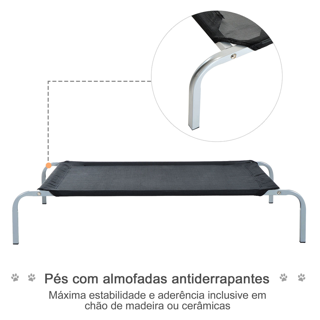 Cama Elevada para Animais de Estimação Cama para Cães e Gatos Desmontável Tecido Textilene Exterior Jardim Terraço 89x58x20cm Preto — foto 4