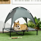 Cama elevada para animais de estimação Portátil com tecido respirável de toldo removível para interior e exterior 92x76x90 cm cinza — foto 2