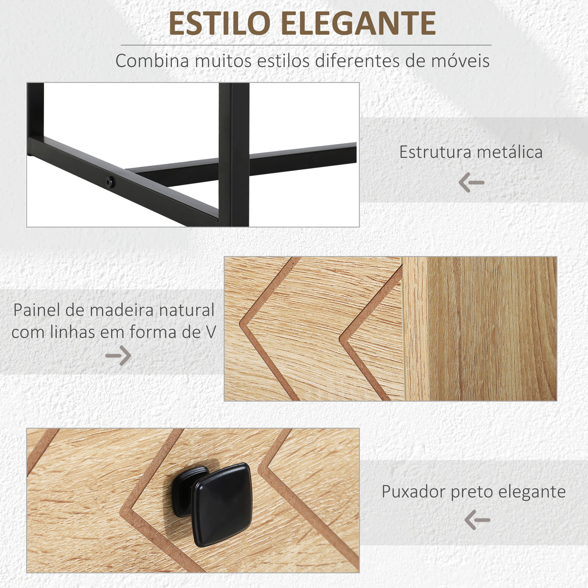 Cómoda com 5 Gavetas Estilo Retrô Móvel Auxiliar de Madeira para Sala de Estar Corredor 80x39,5x110 cm Madeira e Preto — foto 5