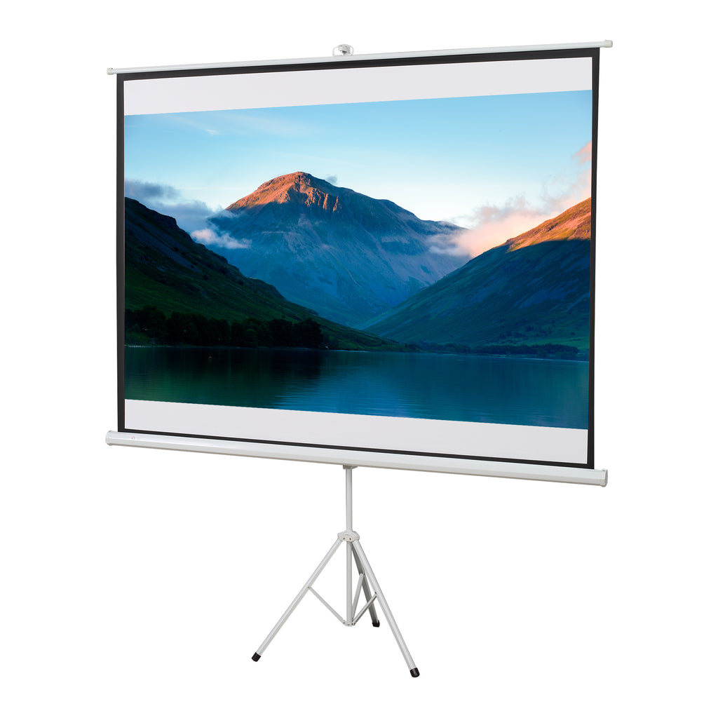 Ecrã de Projeção Manual com Suporte 100 Polegadas Ecrã de Projeção Portátil Formato 4:3 para Interior e Exterior Cinema em Casa Pátio 203x152 cm Branco — foto 1