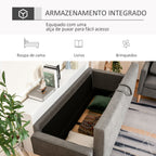 Sofá de 3 lugares acolchoado com 3 almofadas e apoios de braço Espaço de armazenamento Estilo moderno para sala de estar Quarto 166,5x62x82 cm cinza — foto 6