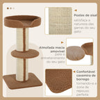 Arranhador para Gatos Altura 91 cm Arranhador para Gatos de 3 Níveis com Ninho Plataforma e Poste de Sisal 45x45x91 cm Marrom Claro — foto 5