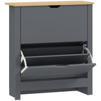 Sapateira com 2 Compartimentos Basculantes Divisória Ajustável para 8-12 Pares de Sapatos 72x26x80 cm Cinza Escuro — foto 1
