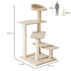 Árvore para gato Poste para arranhar com cama de plataforma e cobertor de sisal de veludo bege - 50x50x100cm — foto 3