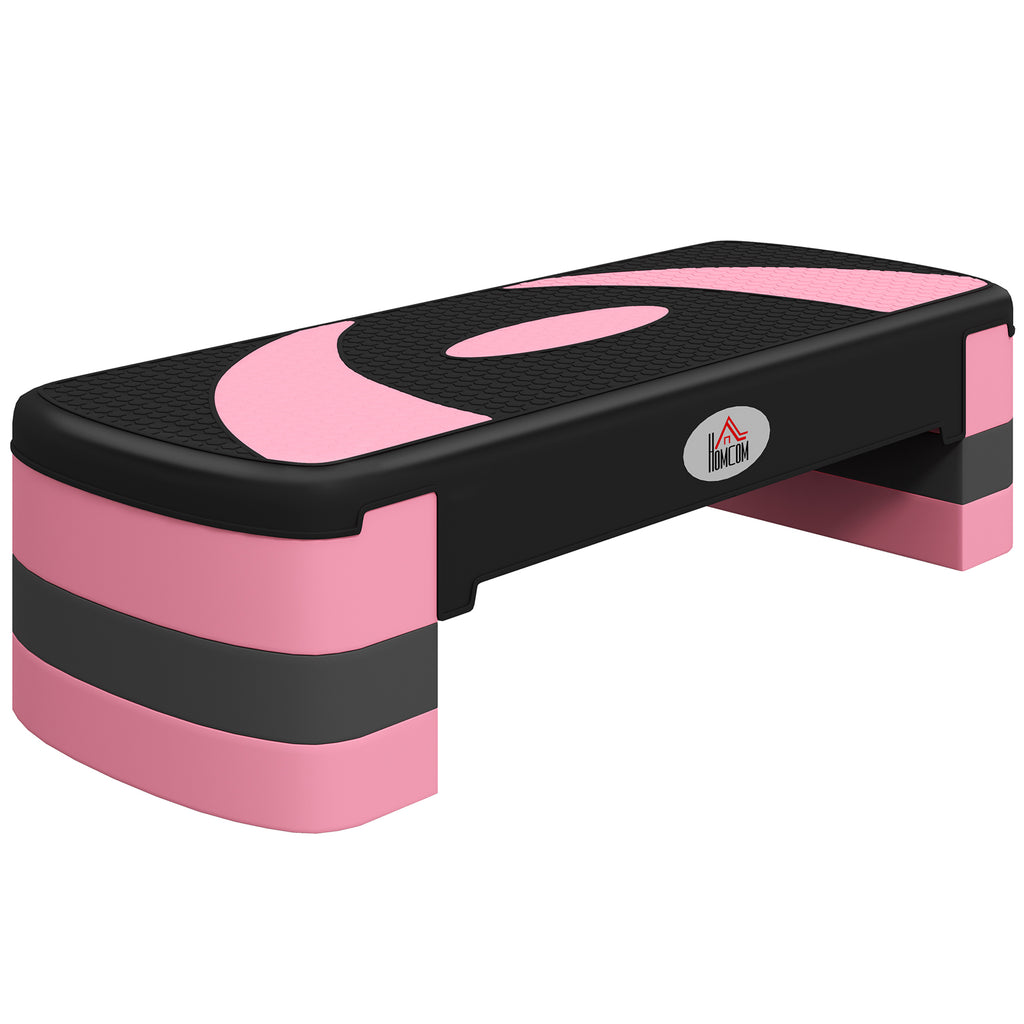 Step para Exercício Aeróbico Plataforma Step com Altura Ajustável em 3 Níveis com Carga Máxima 150kg para Exercício em Academia Casa 80x31x10-20 cm Rosa e Preto — foto 1