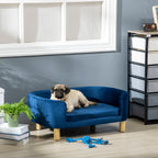 Sofá para Cães Pequenos Cama Elevada para Cães com Pés de Madeira Almofada Removível e Capa Lavável Carga 10 kg 86x55x33 cm Azul — foto 2