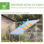 Galinheiro de Exterior Grande 3x6x2m Gaiola para 12-18 Galinhas de Aço Galvanizado com Teto de PE e Fechadura para Coelhos Prata — foto 4