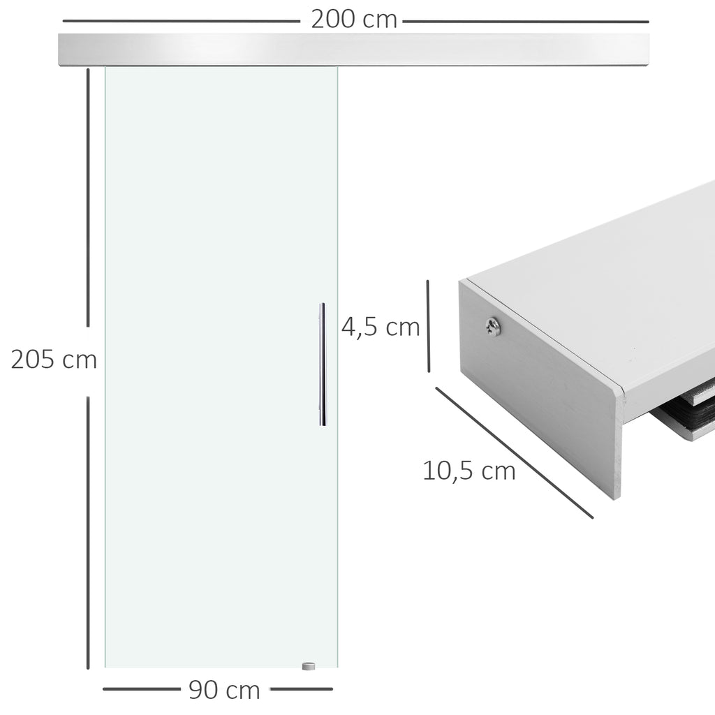Porta de Correr de Vidro 90x205 cm Porta de Correr de Vidro com Trilho Translúcida - Modelo 1 — foto 3