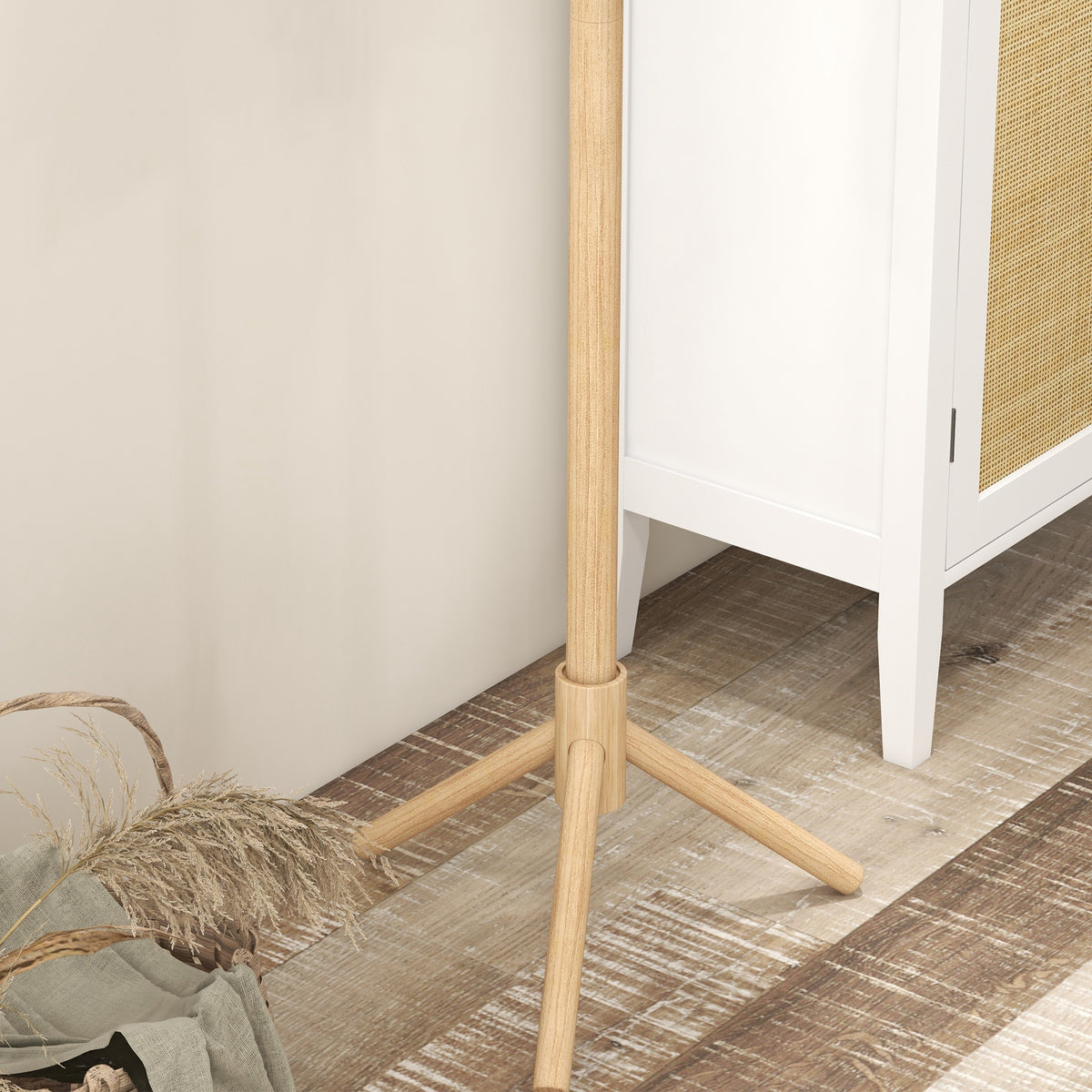 Cabide de Pé de Madeira Cabide de Pé com 8 Ganchos para Pendurar Roupa e Bolsas Cabide em Forma de Árvore para Corredor Entrada Quarto 40x40x165 cm Natural — foto 8