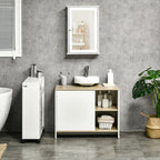 Móvel para Lavatório Pousar Móvel Casa de Banho Moderno com Prateleiras Abertas e Armário 77x45x60 cm Branco e Madeira — foto 6