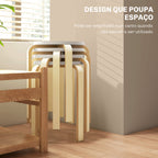 Bancos de Madeira Conjunto de 4 Bancos de Madeira Bancos Modernos Redondos Carga 120 kg para Sala de Estar Escritório Dormitório Estúdio Ø40x45 cm Madeira e Branco — foto 4