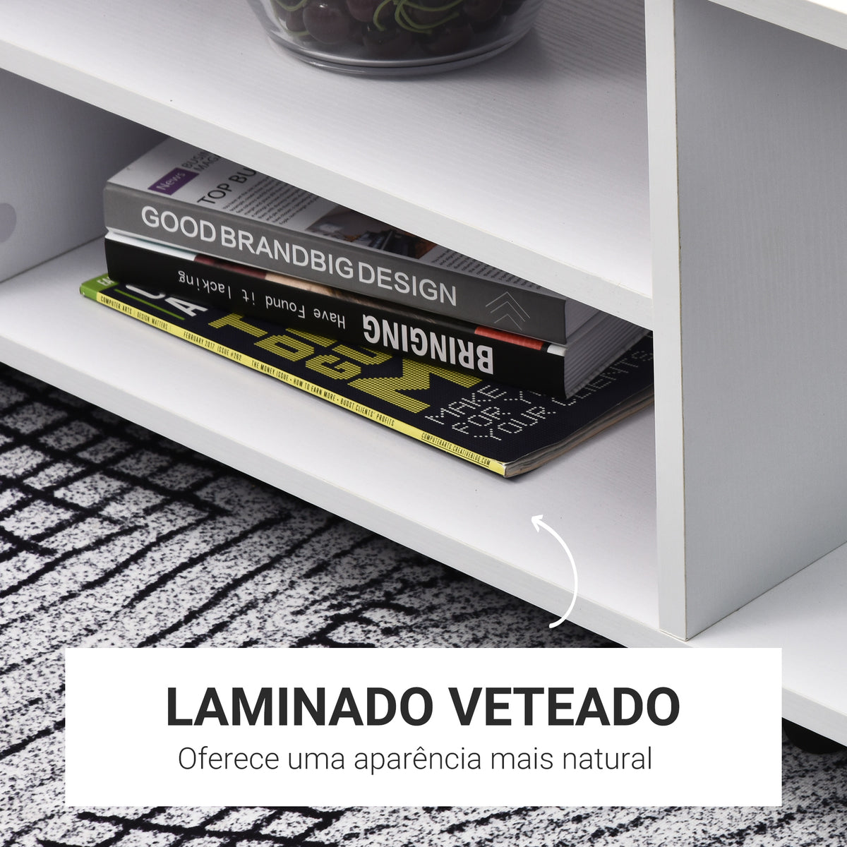 Móvel para TV para Televisores de até 42 Polegadas Móvel de TV com Prateleiras e Rodas com Travão 80x40x40cm Branco — foto 5