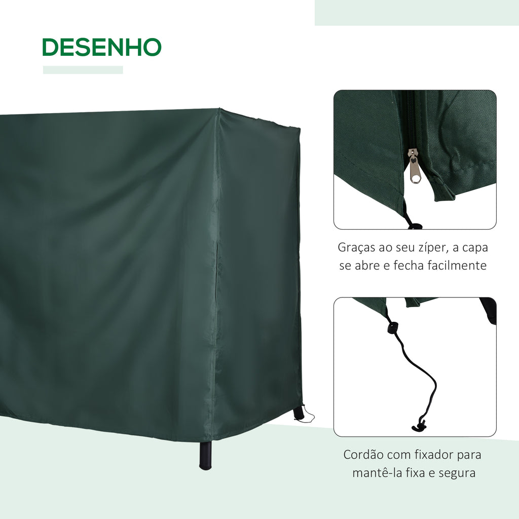 Capa para Móveis de Jardim Capa Protetora para Baloiços de Exterior com Zíper 177x114x152cm Verde — foto 6